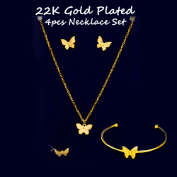 New Fashion 22K Gold Plated Butterfly Shaped 4pcs Necklace Set